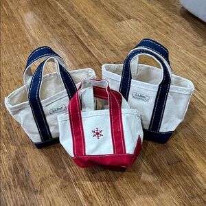 Llbean Canvas mini boat and Tote bundle of 3